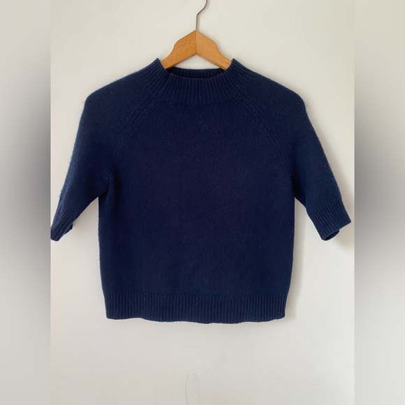 Theory Sweater Women’s Small 100% Cashmere Navy Blue Jodi B Cashmere - Picture 2 of 4